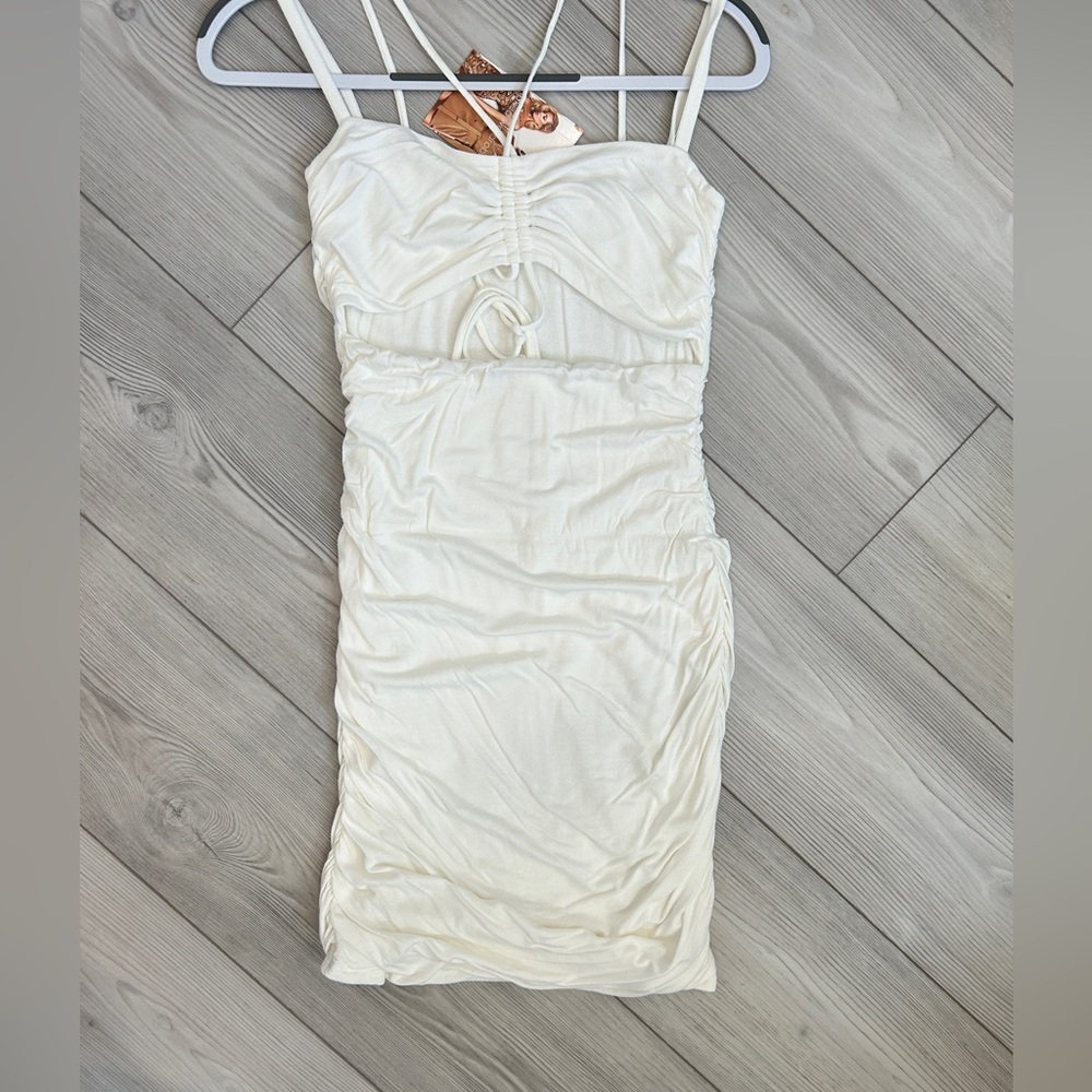 Naked wardrobe White Ruched Dress